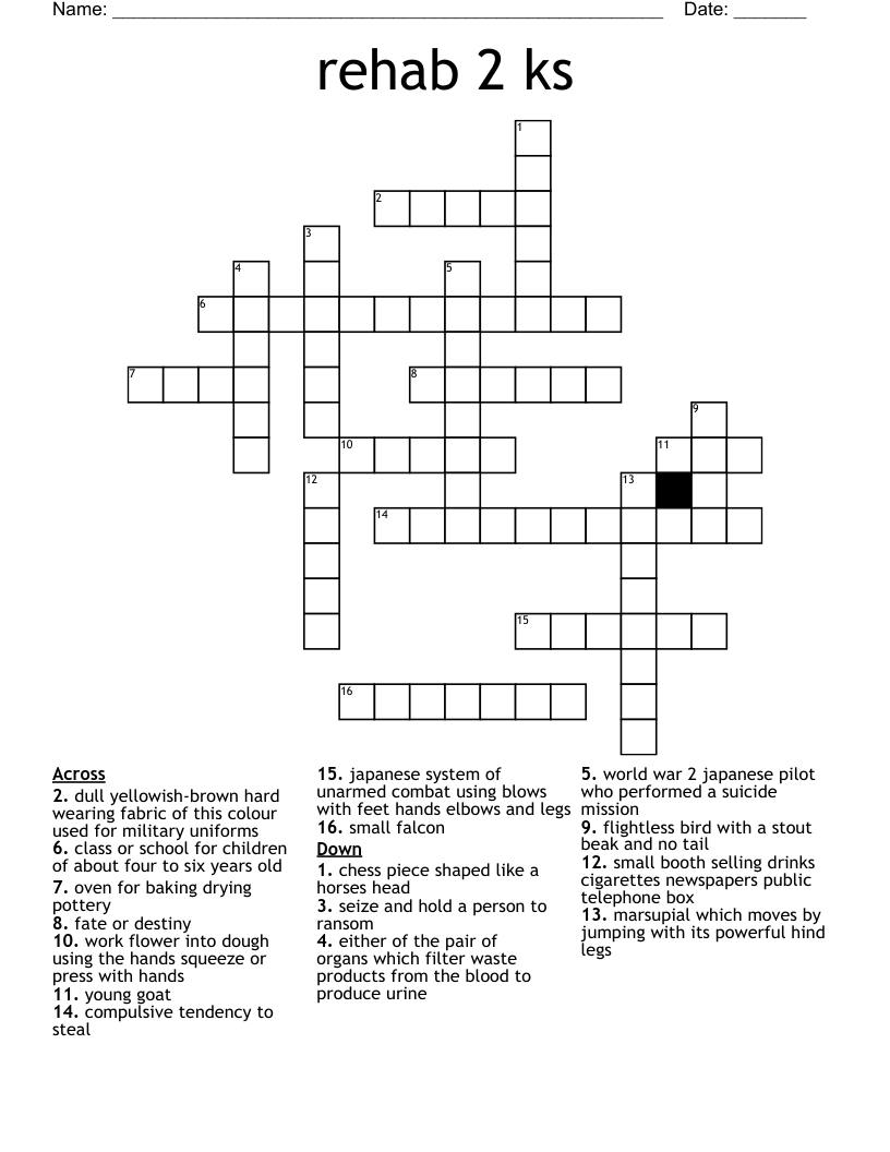 rehab 2 ks Crossword