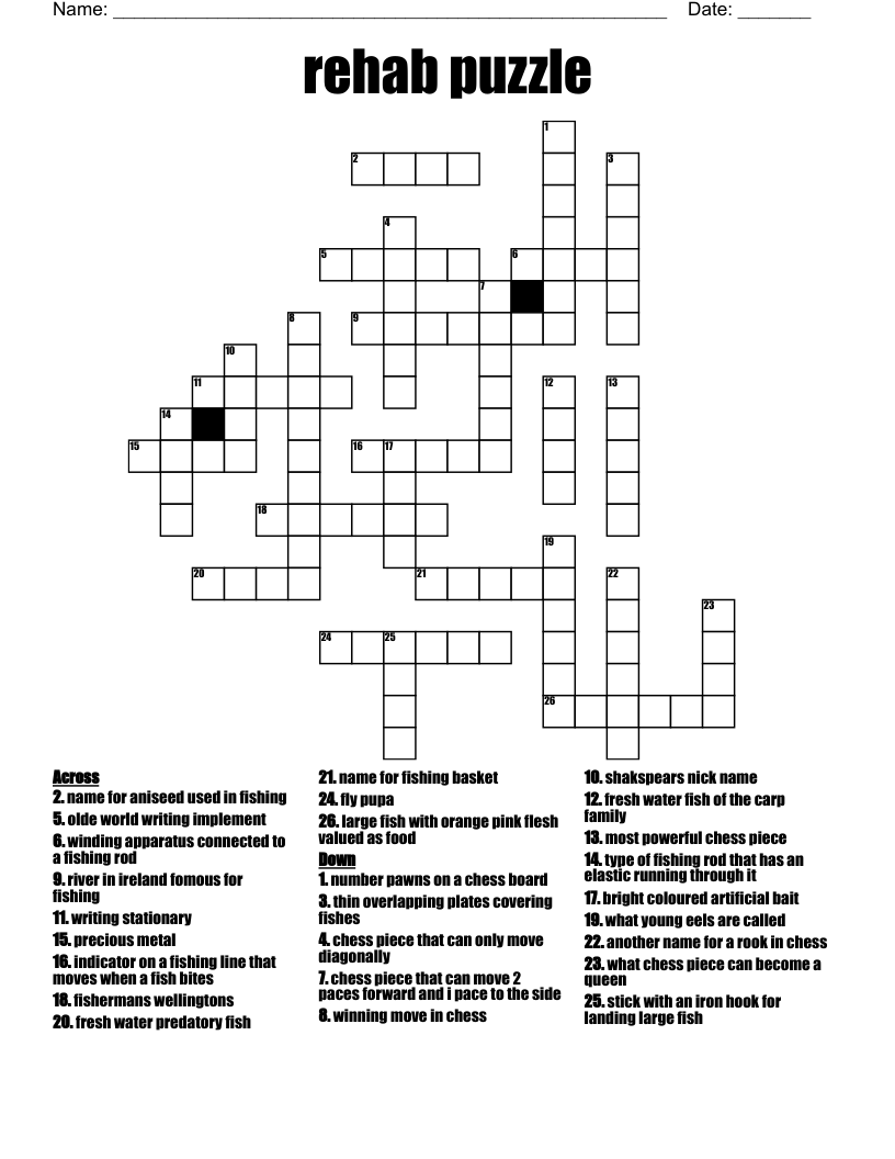 rehab puzzle Crossword