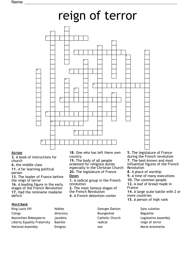 reign of terror Crossword