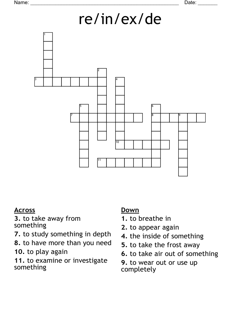 re/in/ex/de Crossword