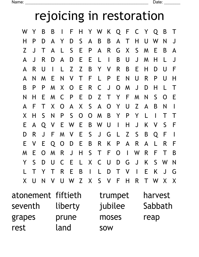rejoicing in restoration Word Search