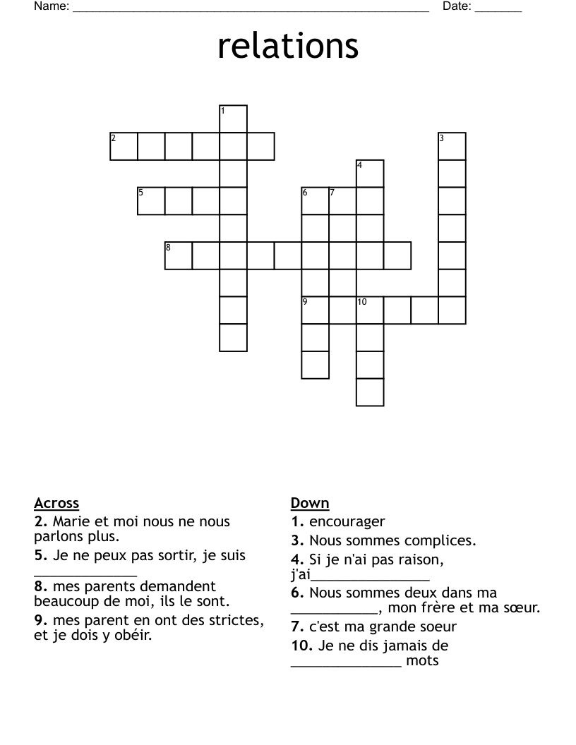 relations Crossword