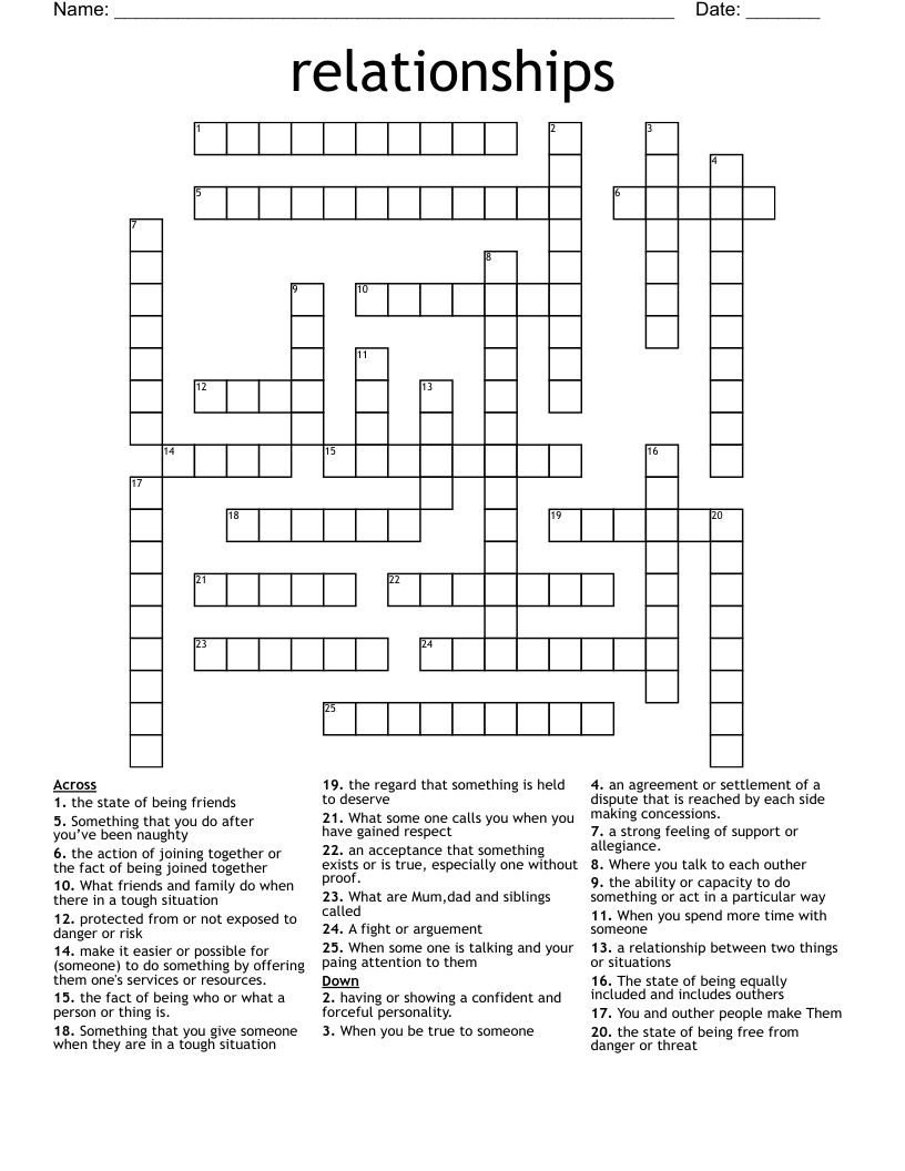 relationships Crossword