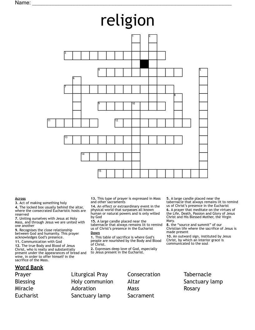 religion Crossword