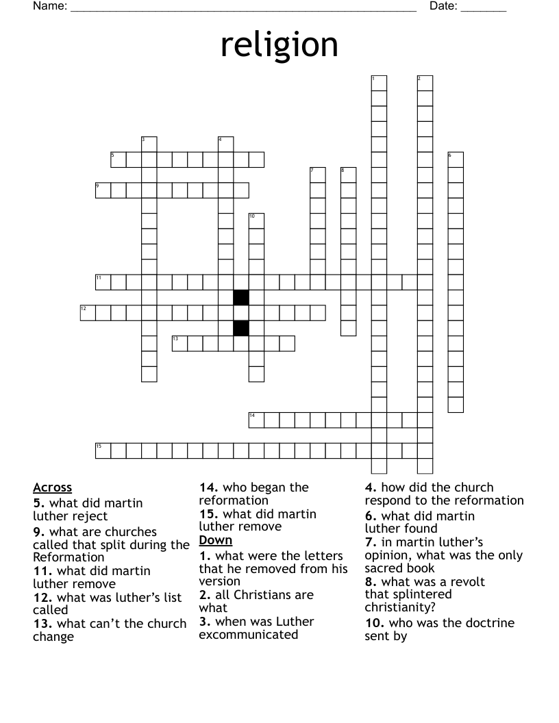 religion Crossword