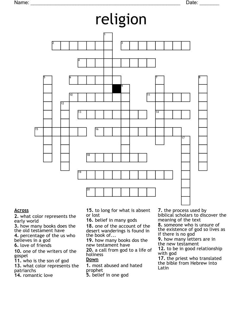 religion Crossword