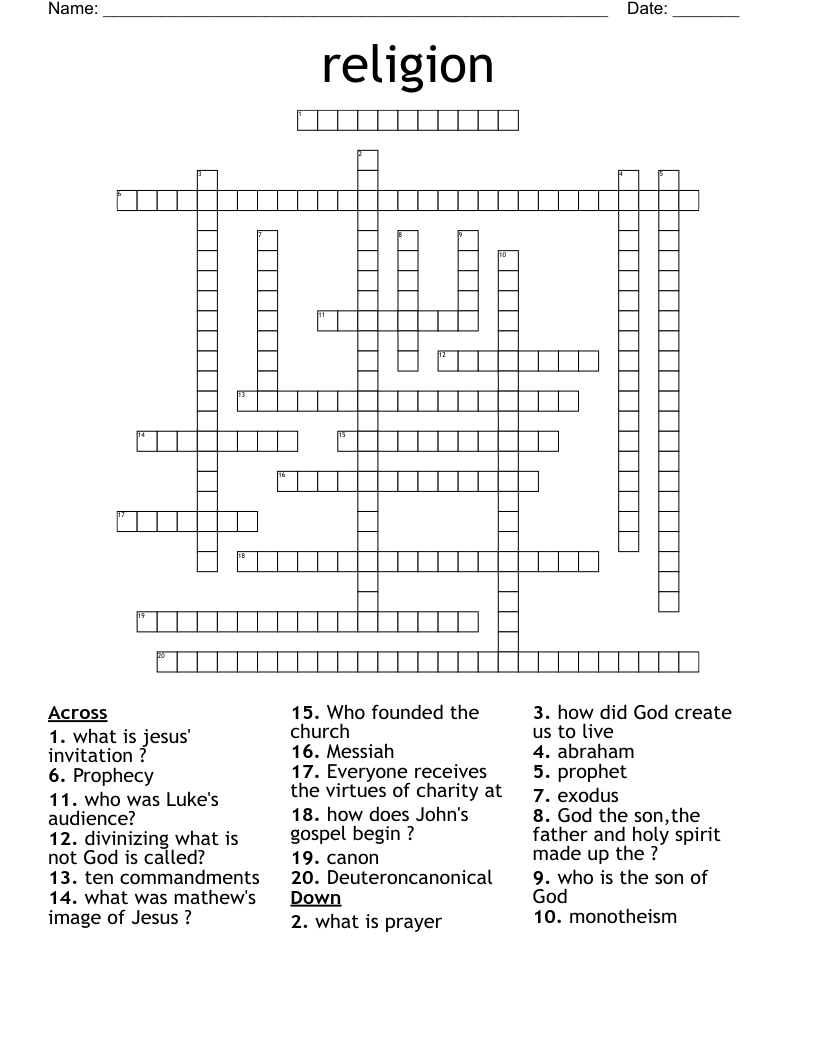 religion Crossword