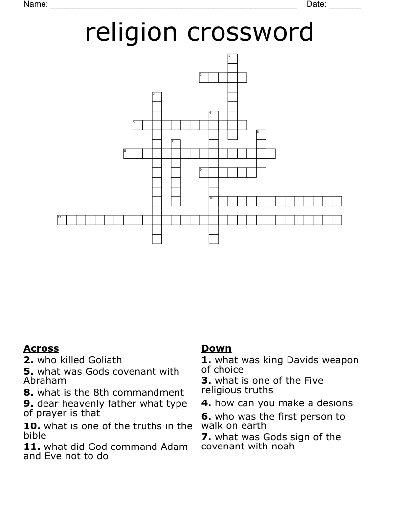 religion crossword 