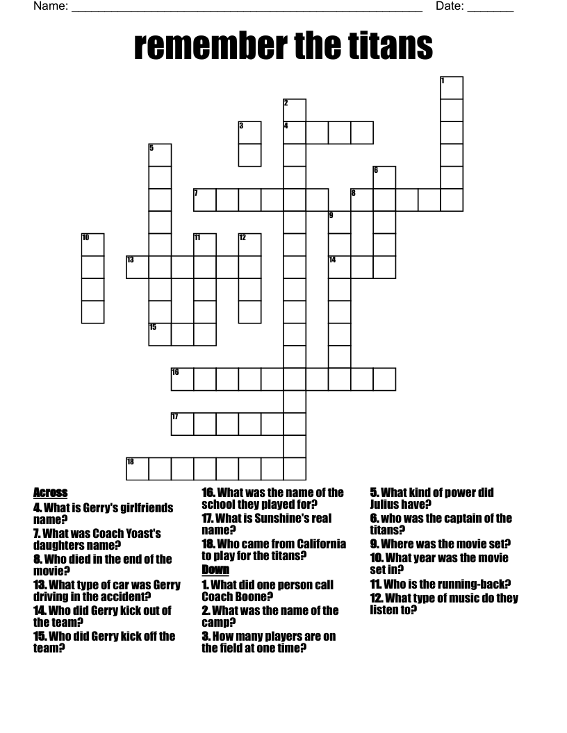 remember the titans Crossword