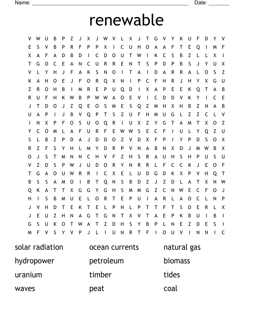 renewable Word Search