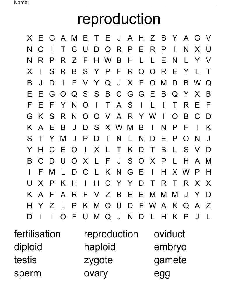 reproduction Word Search