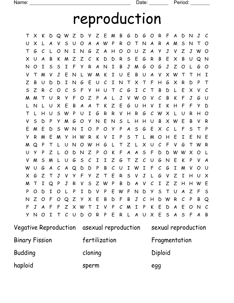 reproduction Word Search