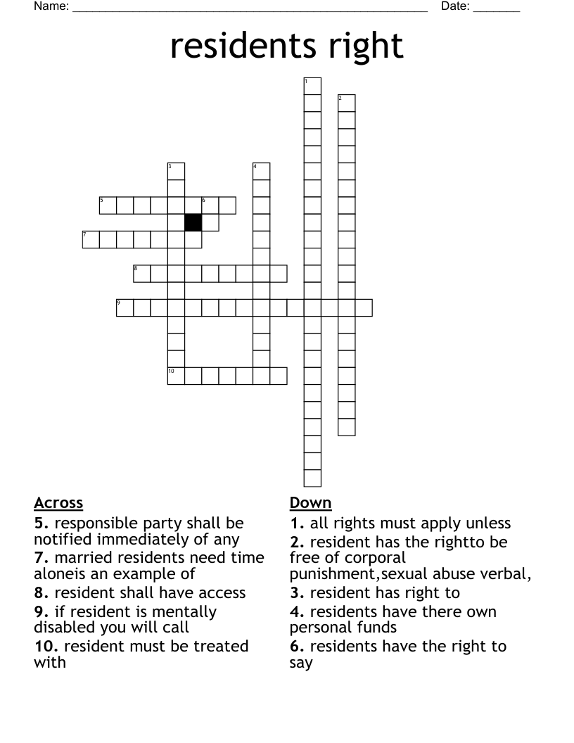 residents right Crossword