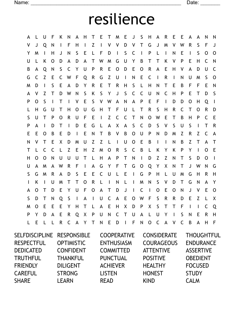 resilience Word Search