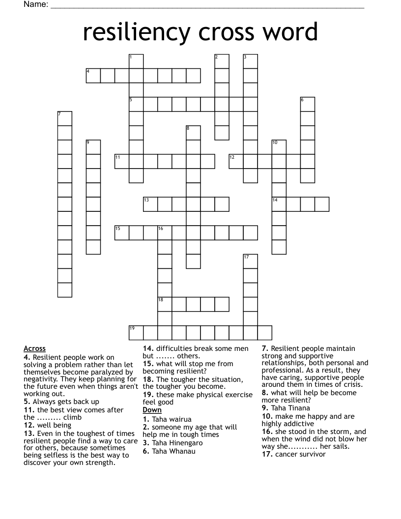 resiliency cross word 