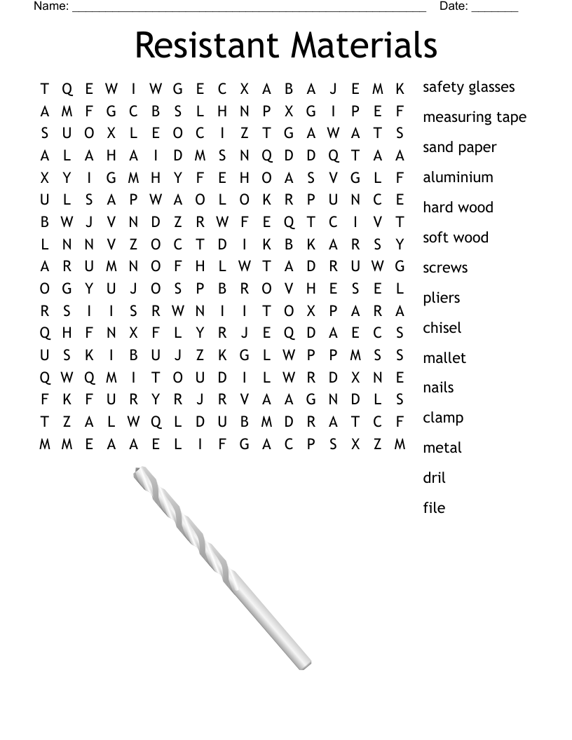 Resistant Materials Word Search