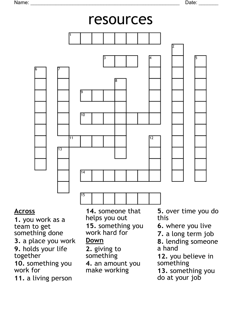 resources Crossword