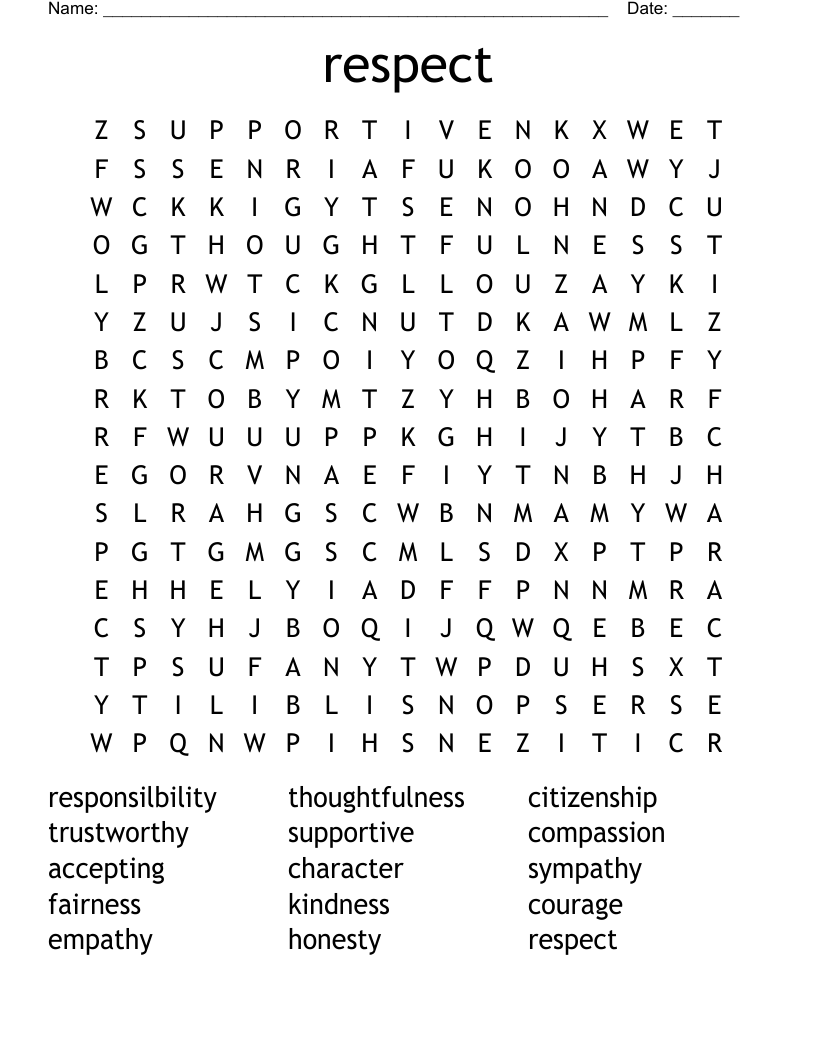 respect Word Search