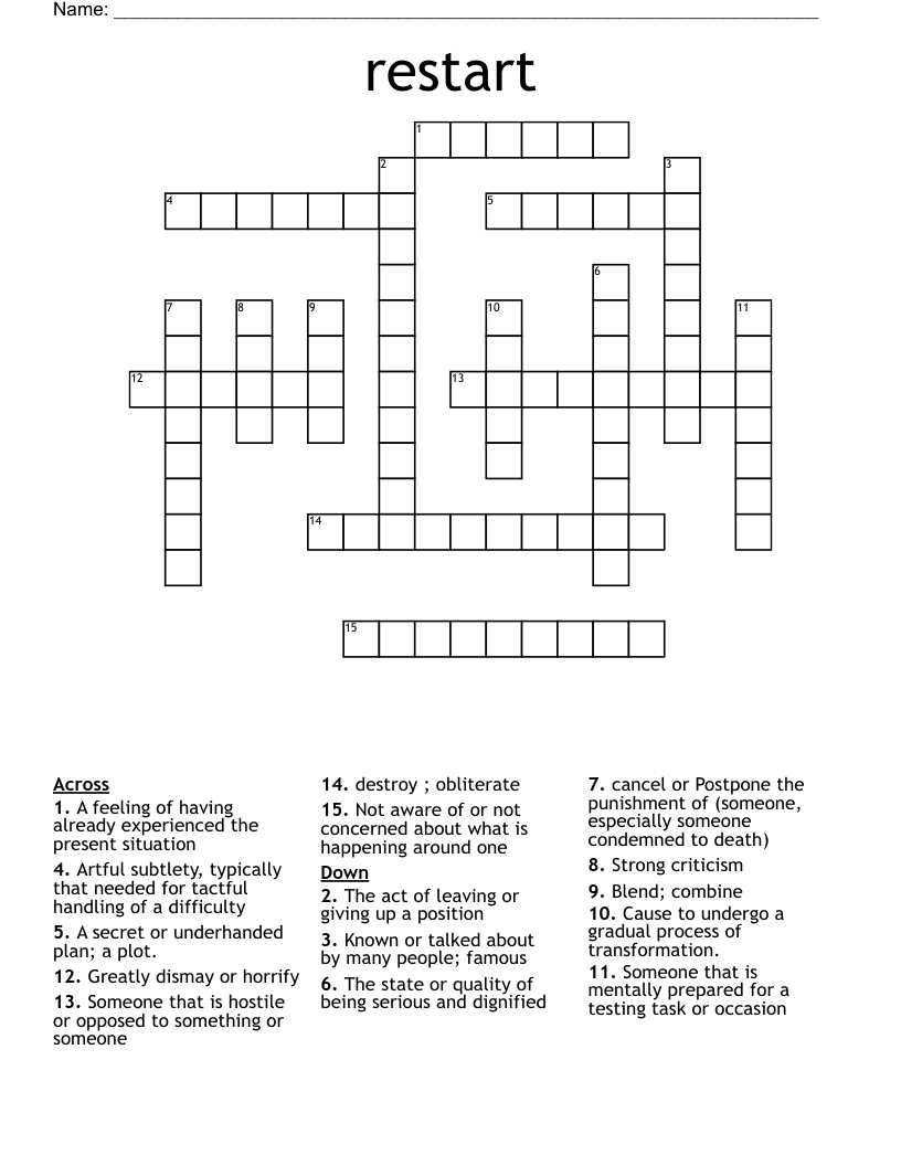 restart Crossword
