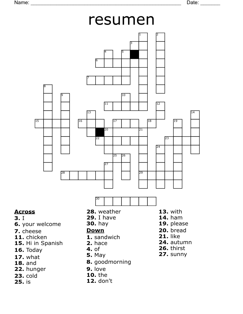 resumen Crossword