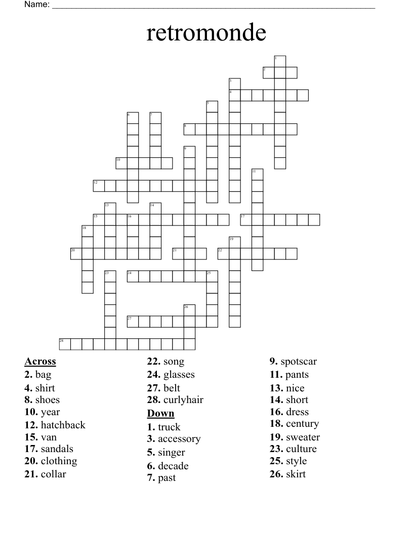 retromonde Crossword
