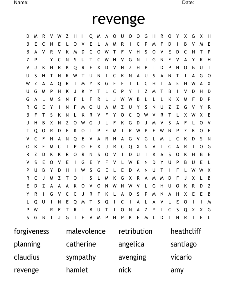revenge Word Search