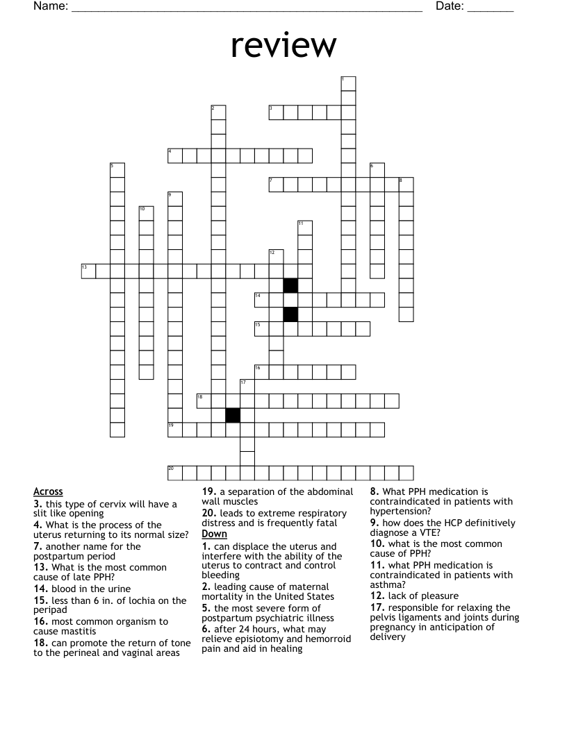 review Crossword