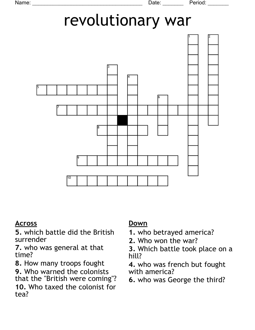 revolutionary war Crossword