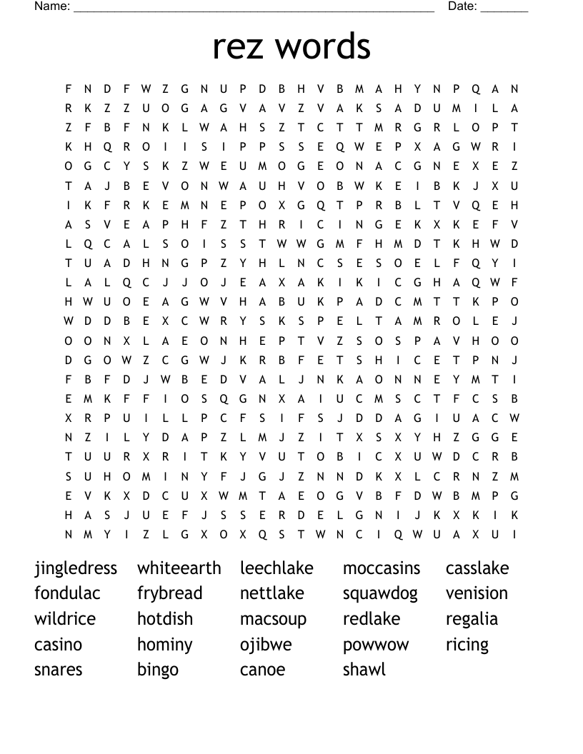 rez words Word Search