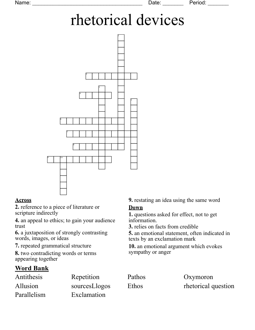 rhetorical devices Crossword