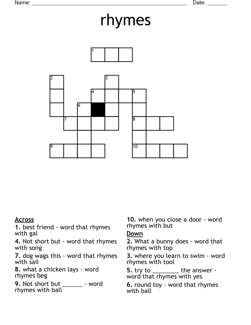 rhymes Crossword