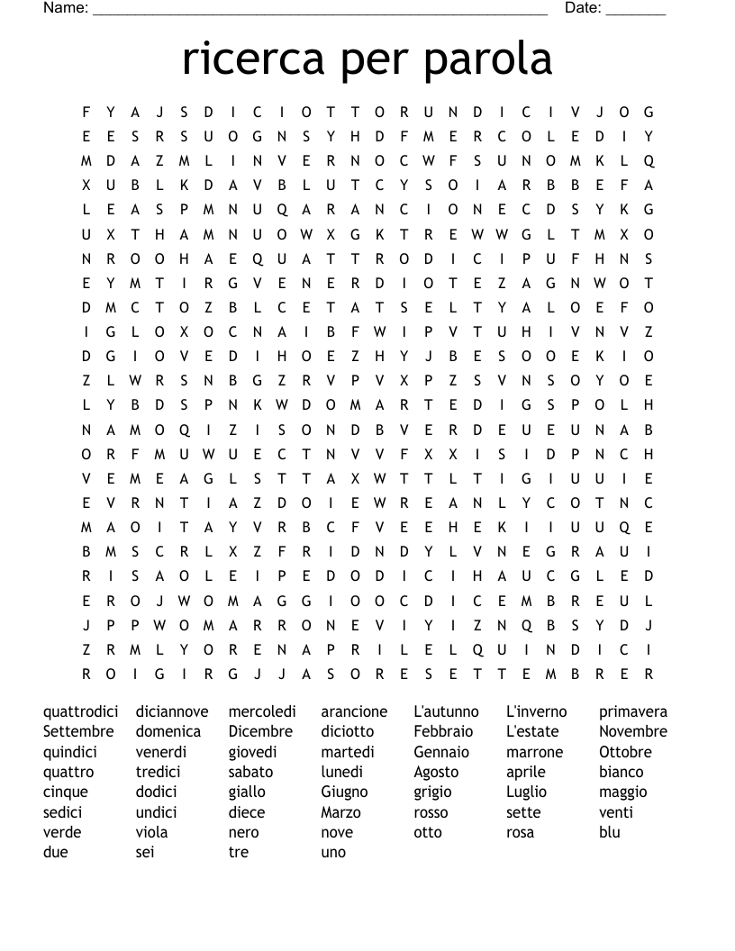 ricerca per parola Word Search