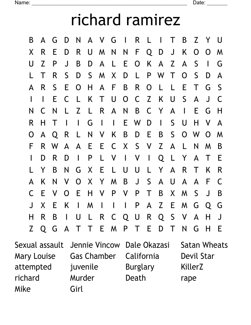 richard ramirez  Word Search