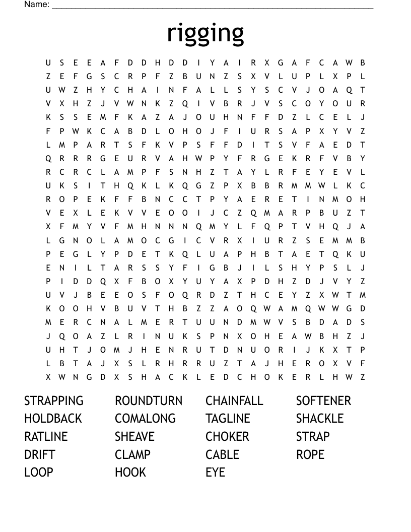 rigging Word Search