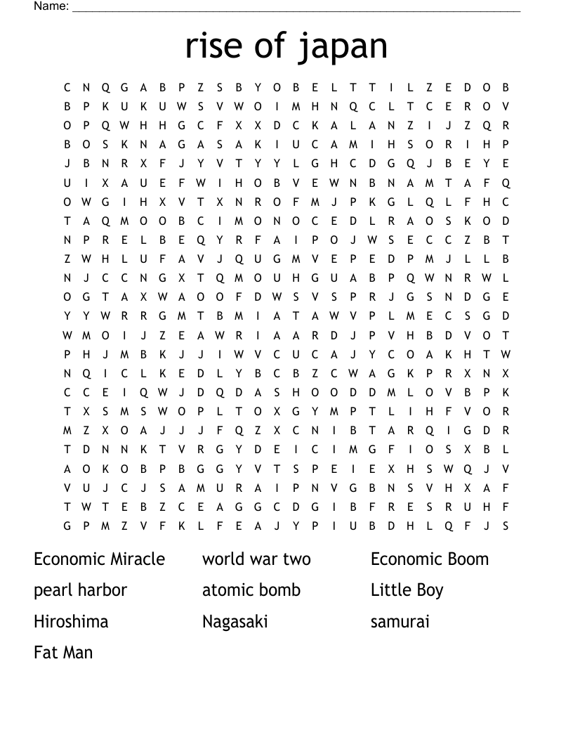 rise of japan Word Search