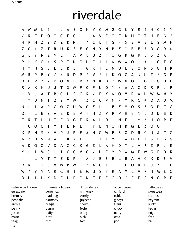 riverdale Word Search
