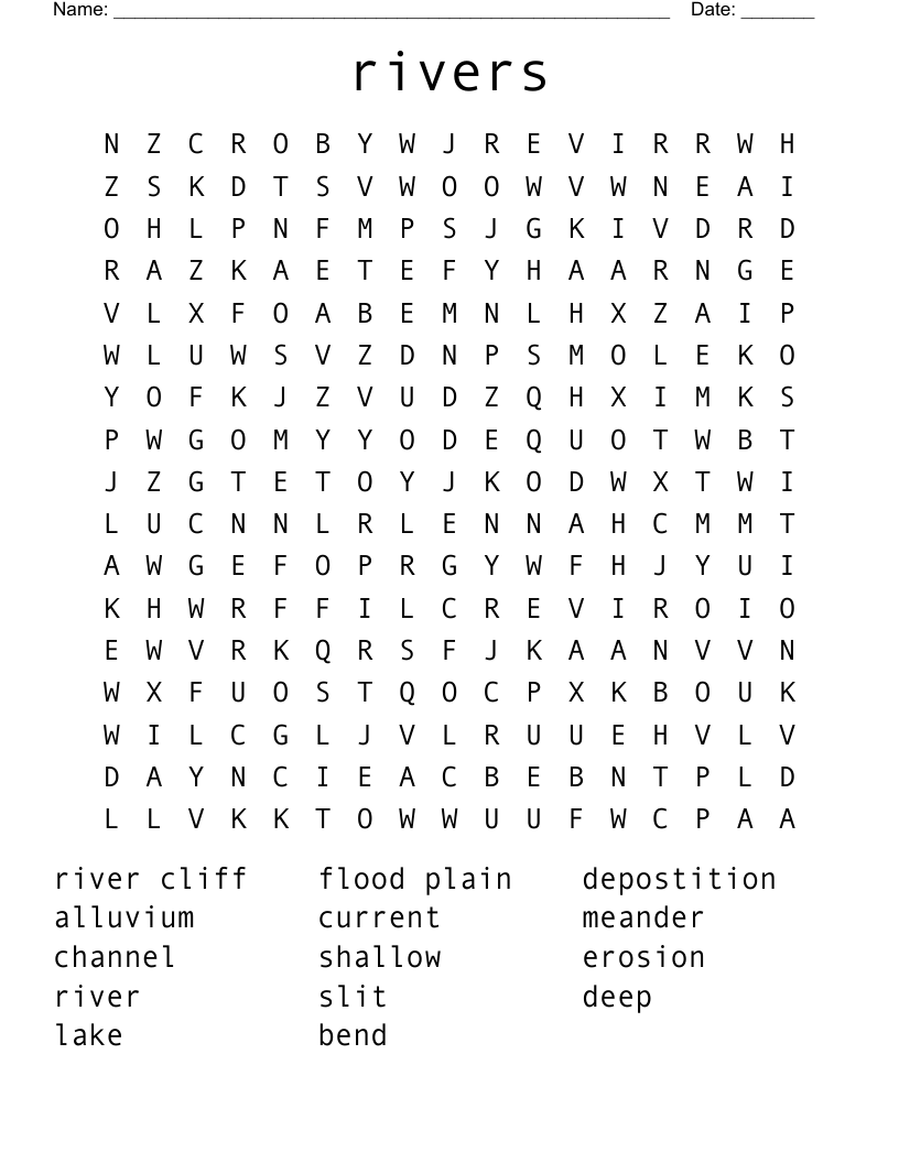 rivers Word Search