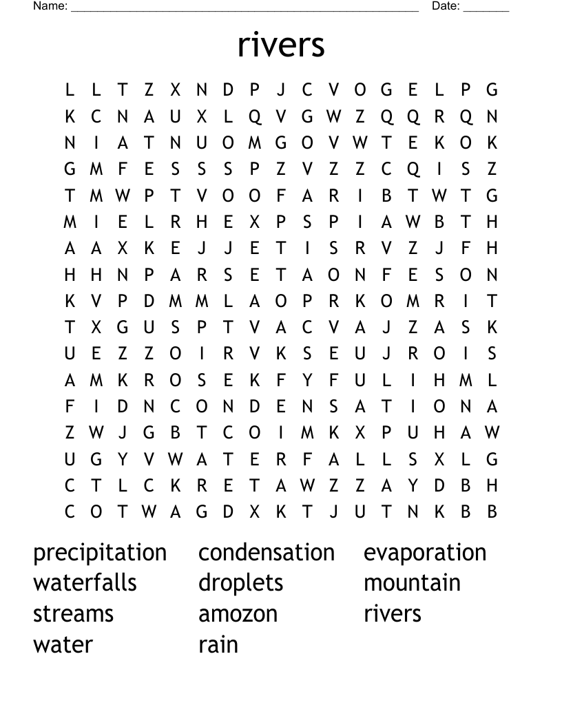 rivers Word Search