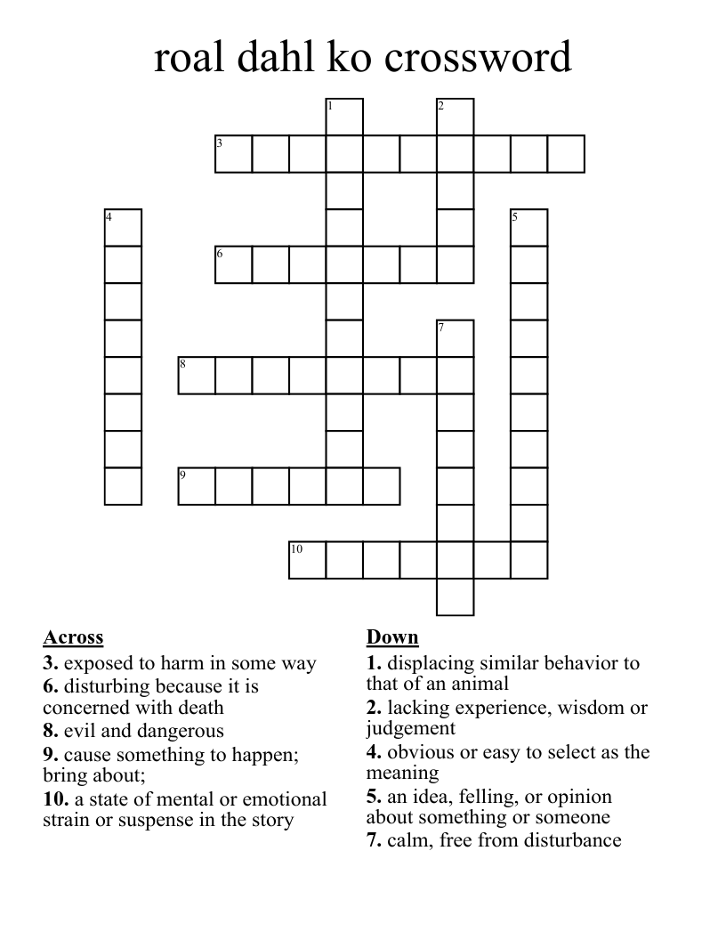 roal dahl ko crossword