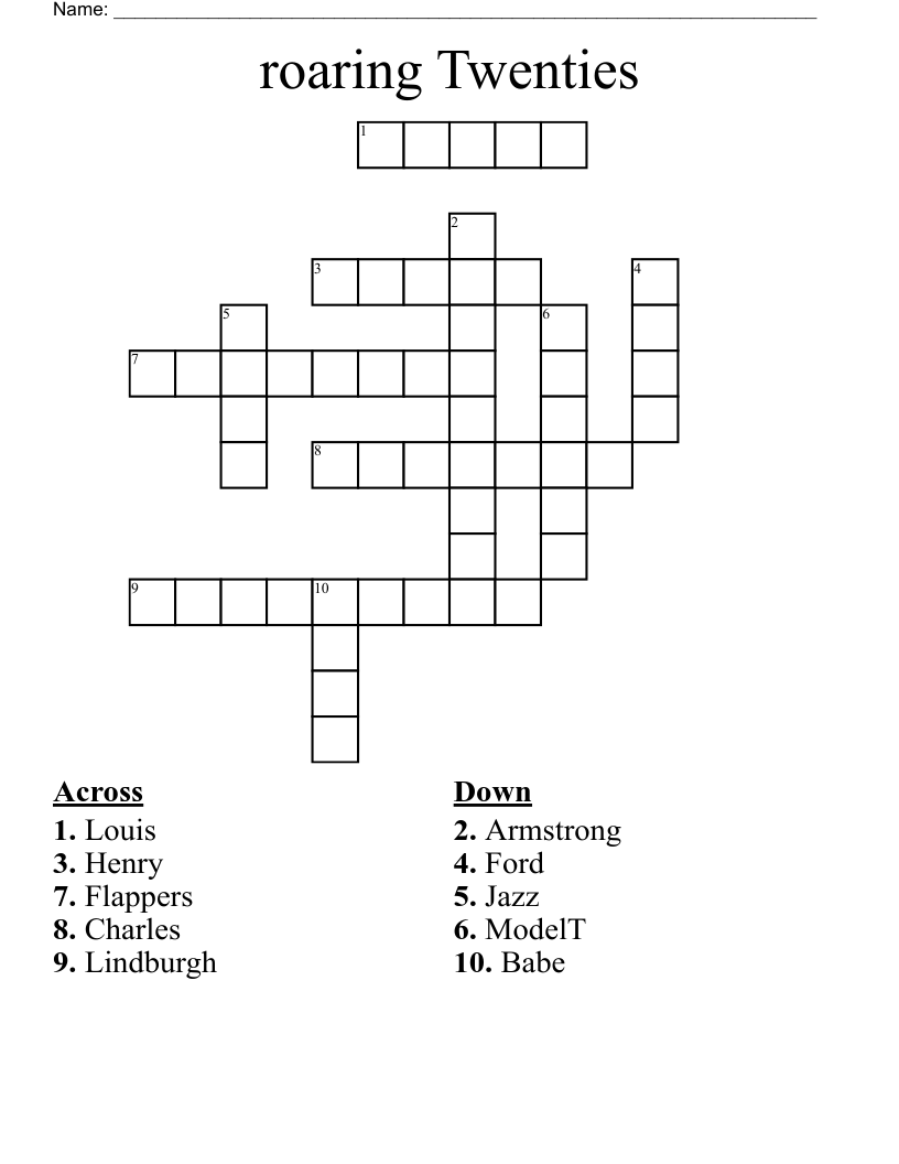 roaring Twenties Crossword