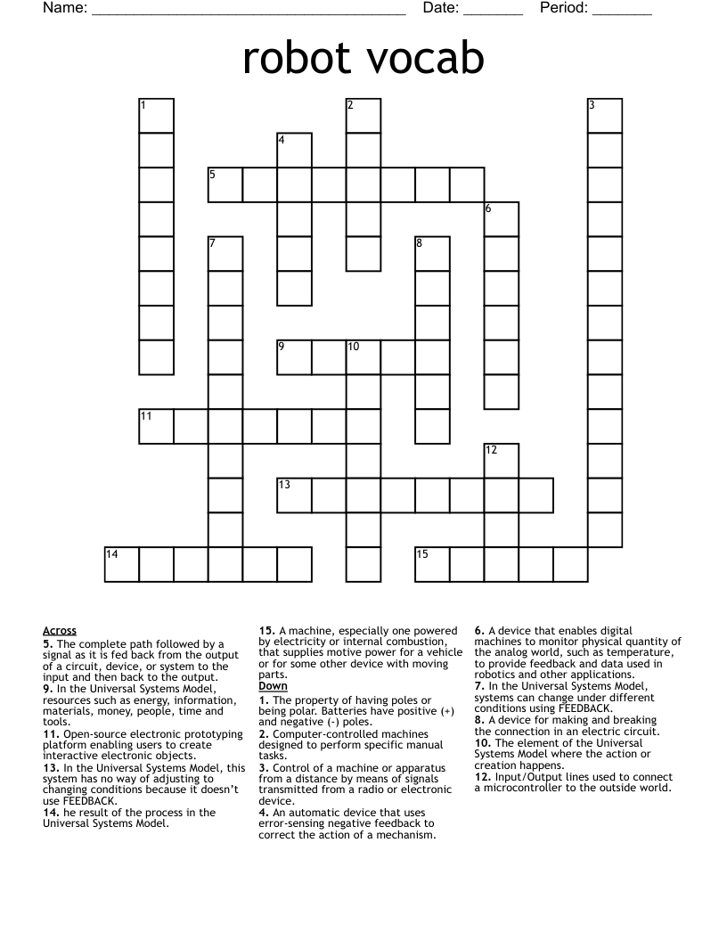 robot vocab Crossword