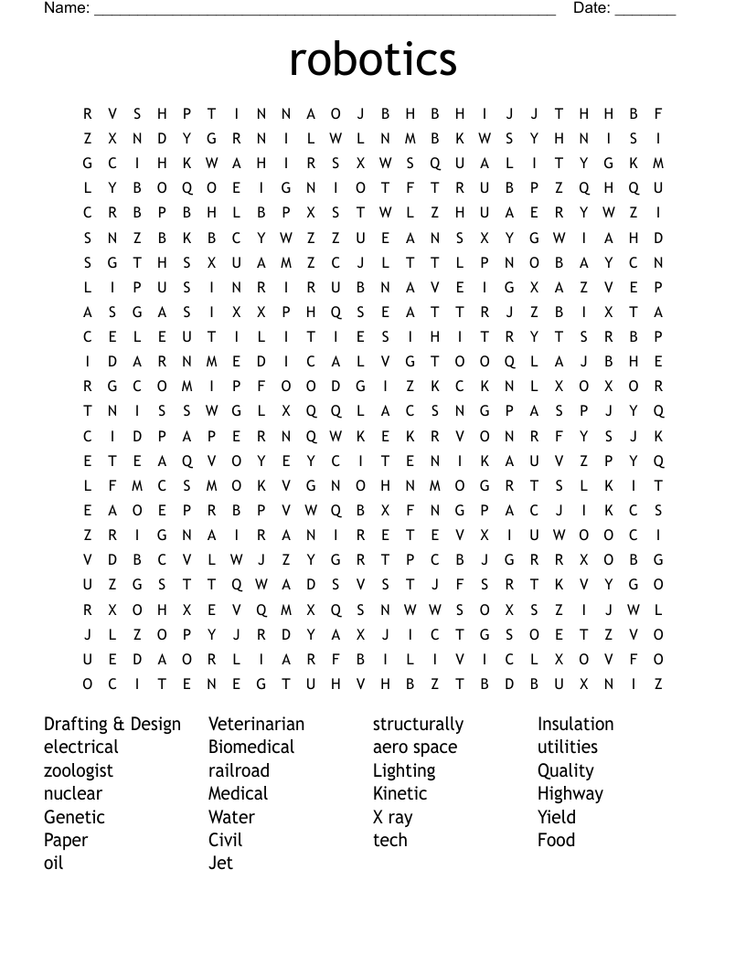 robotics  Word Search
