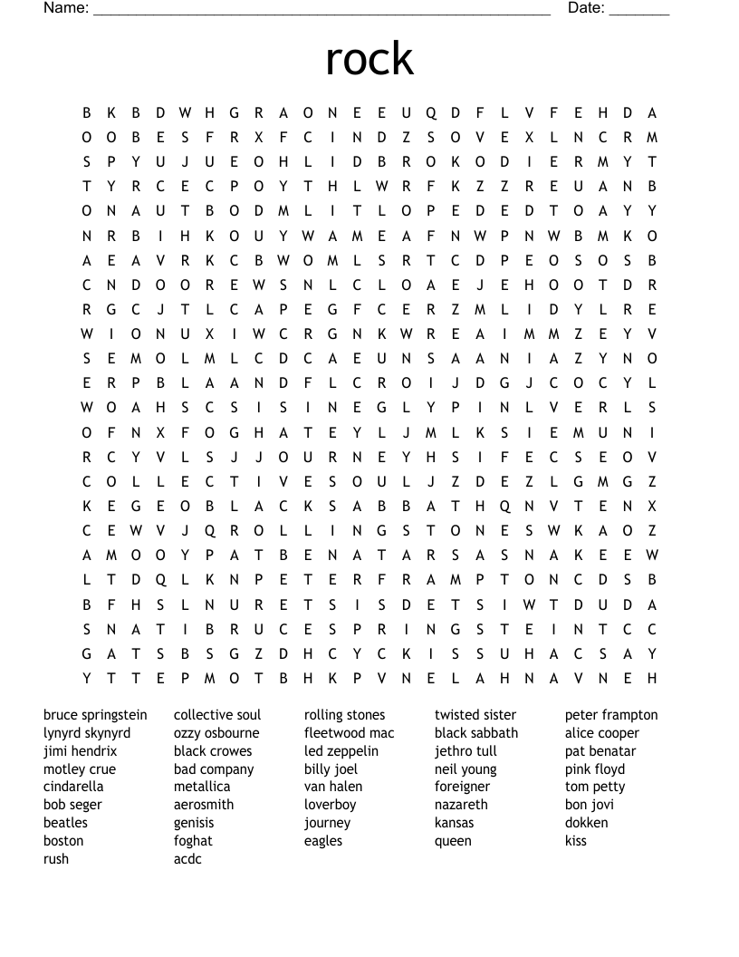 rock Word Search