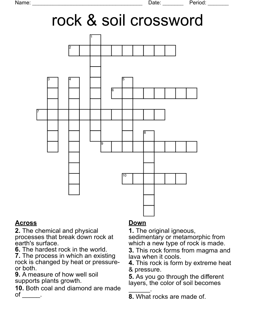 rock & soil crossword