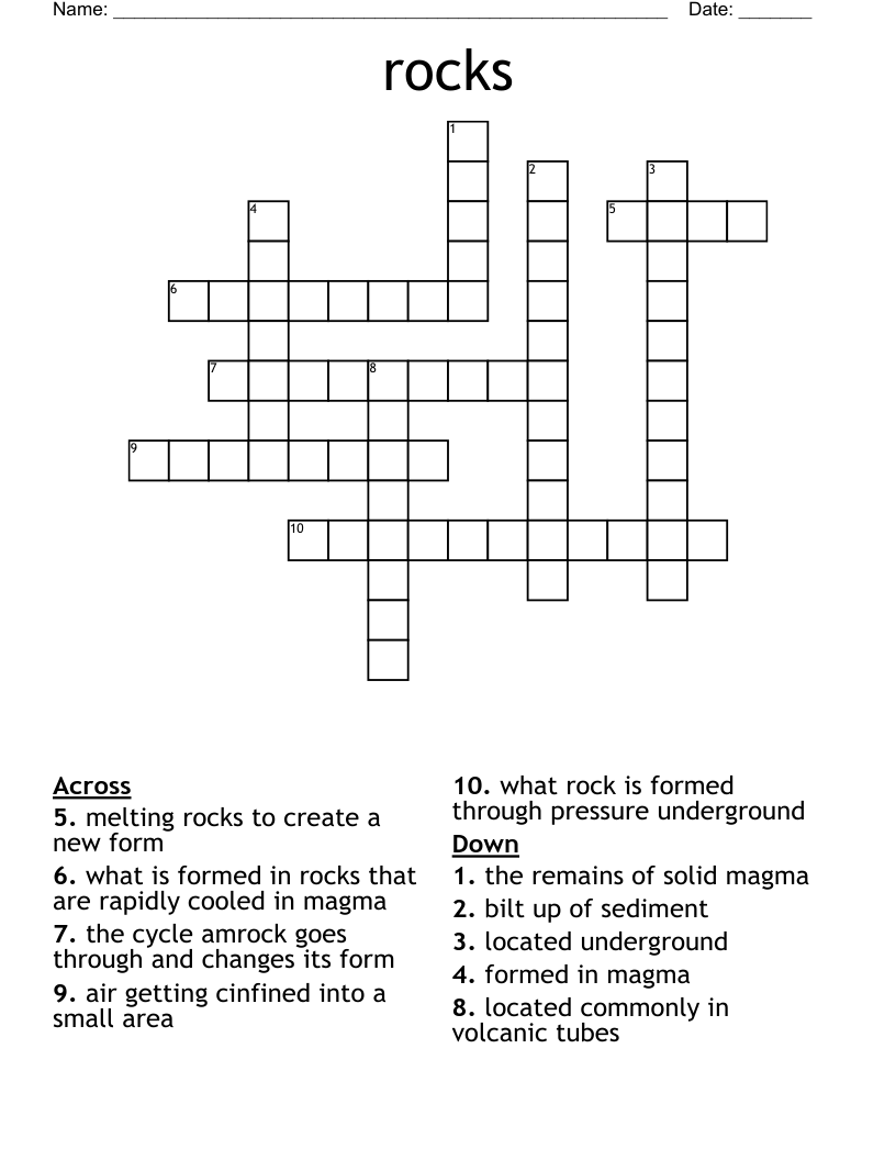 rocks Crossword