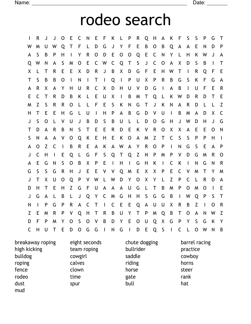rodeo search Word Search