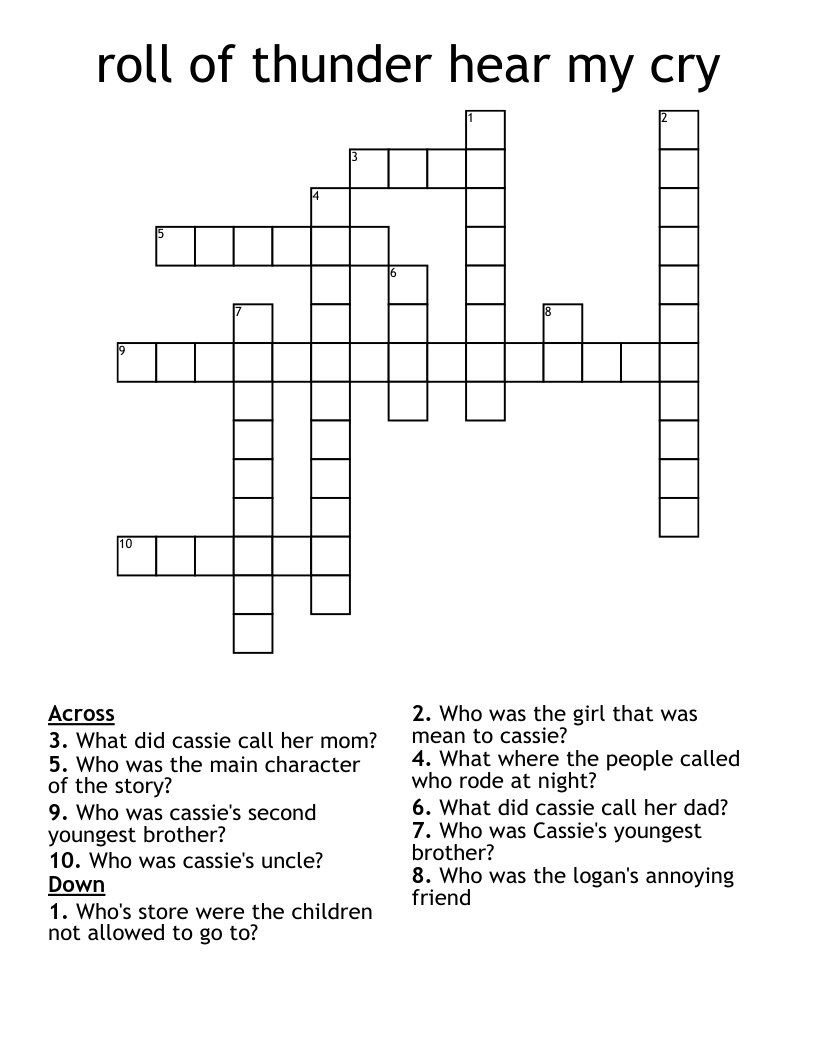 roll of thunder hear my cry Crossword