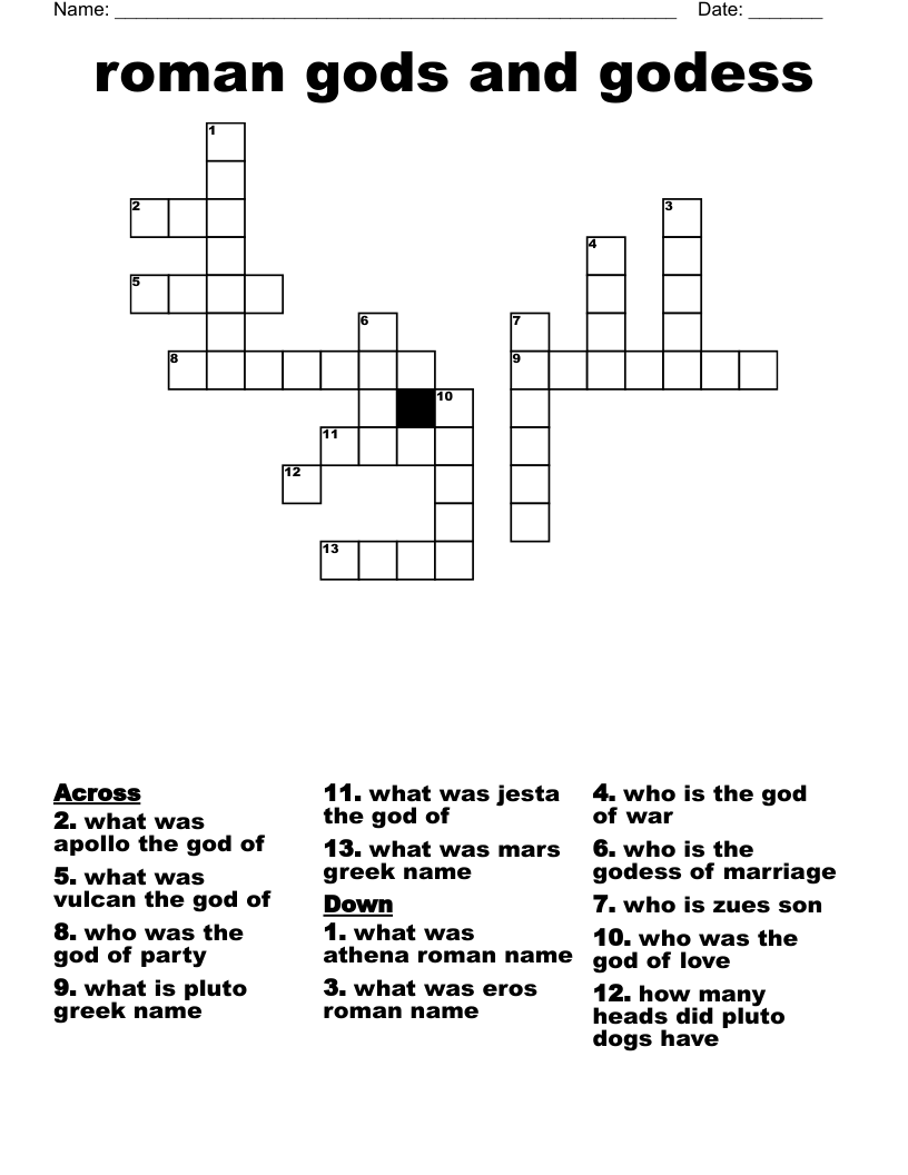 roman gods and godess Crossword