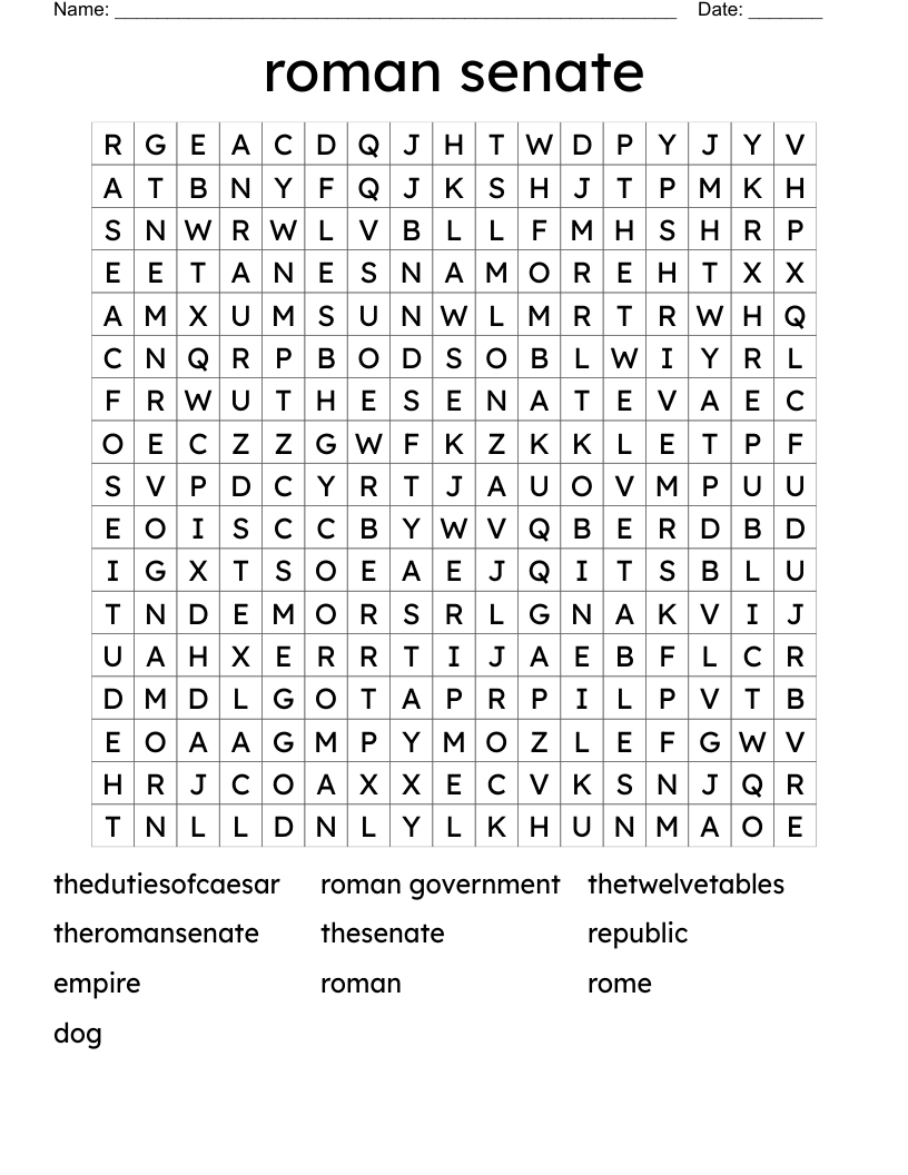 roman senate  Word Search