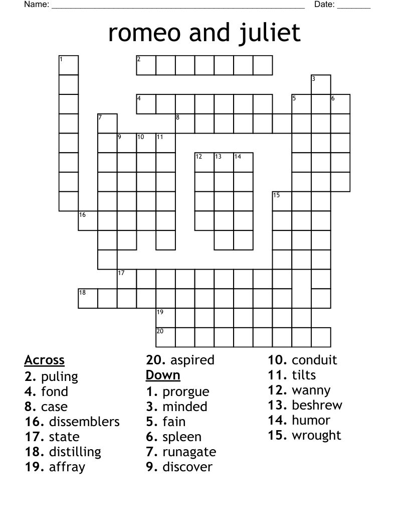 romeo and juliet Crossword
